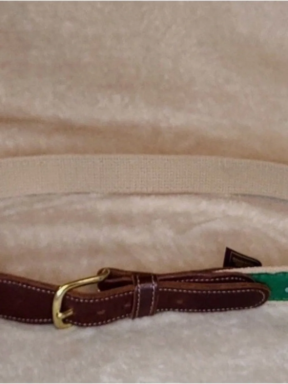 Boys Golf Green Patterned Strap with Brown Leather Accents size 22